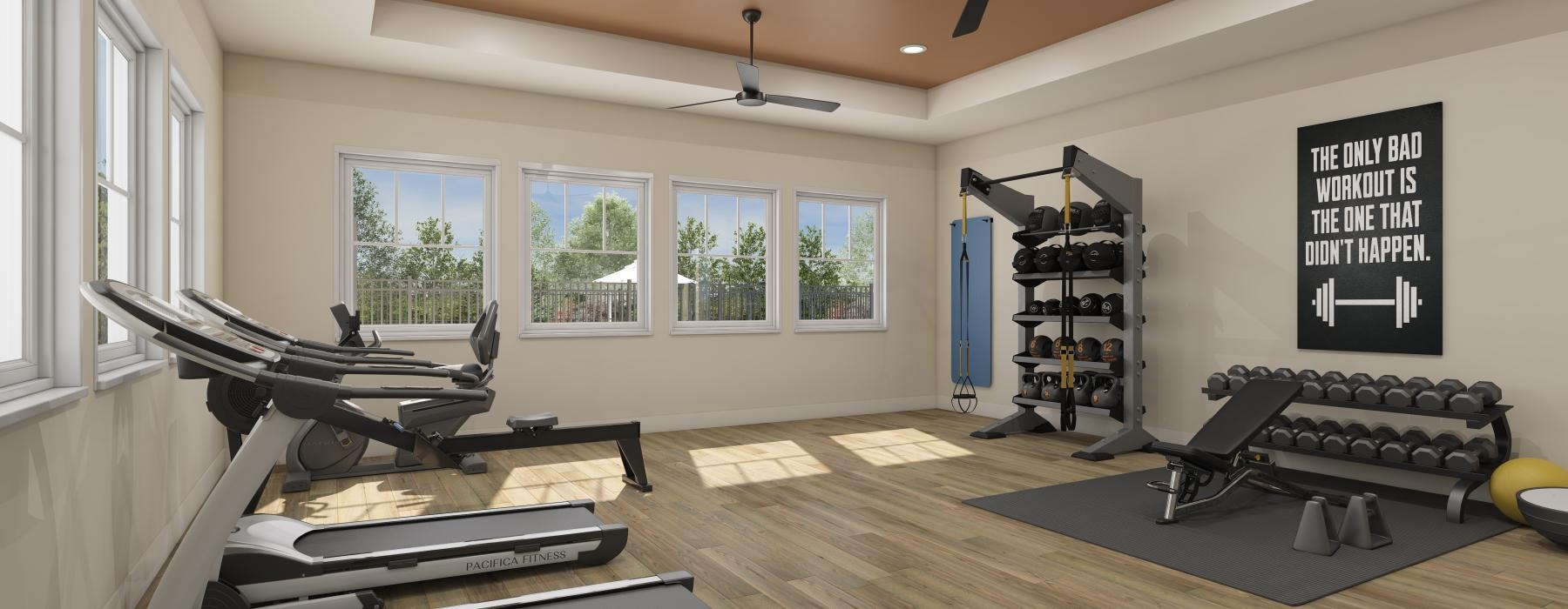 a room with treadmills and treadmills