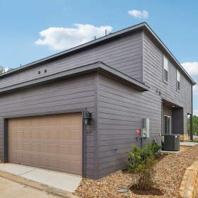 Exterior view of an attached garage on a home at Canvas on Founders Hill Exterior view of an attached garage on a home at Canvas on Founders Hill