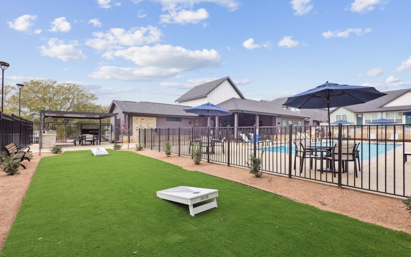 a cornhole game area