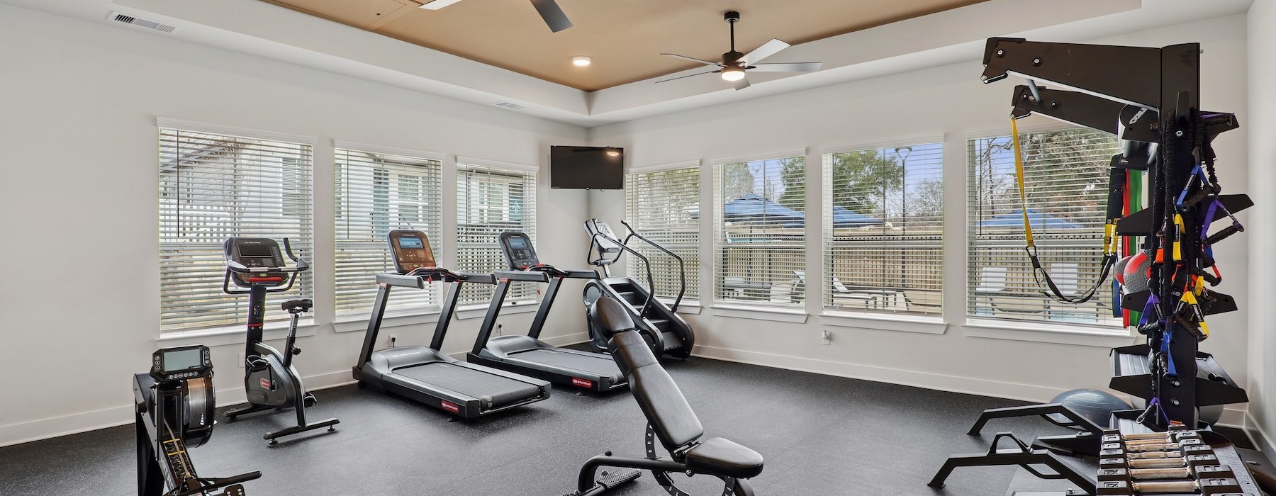 a gym with exercise equipment